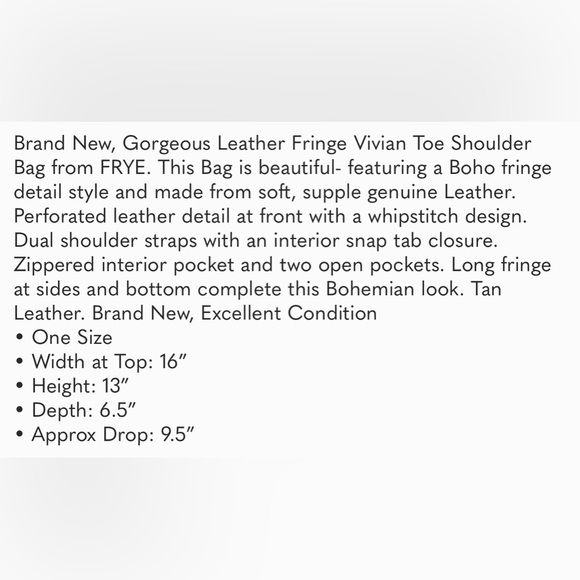 Brand new with tag Frye leather fringe bag. - Picture 4 of 6